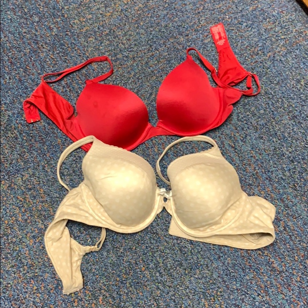 Lot of two bras red is 36B tan is 36C